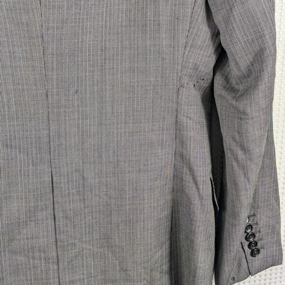 Gucci 48R Made in Italy Wool Blazer Gray Micro Check Triple Pocket Sport Coat - Picture 8 of 9